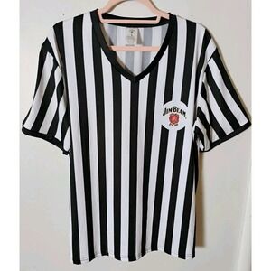 Jim Beam Referee Shirt Men's Size Large L Black & White Stripe‎